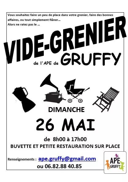 VIDE-GRENIER - APE de GRUFFY - DIMANCHE 26 MAI