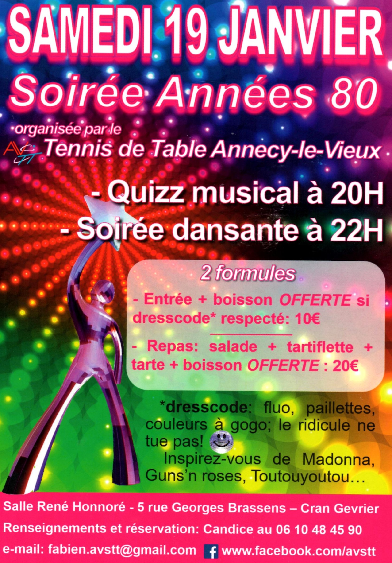 Soirée années 80 du Tennis de Table Annecy-Le-Vieux - Agenda