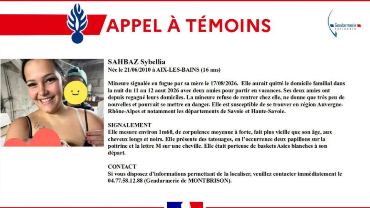 Aix-les-Bains : Une adolescente port&eacute;e disparue pourrait se trouver dans la Loire