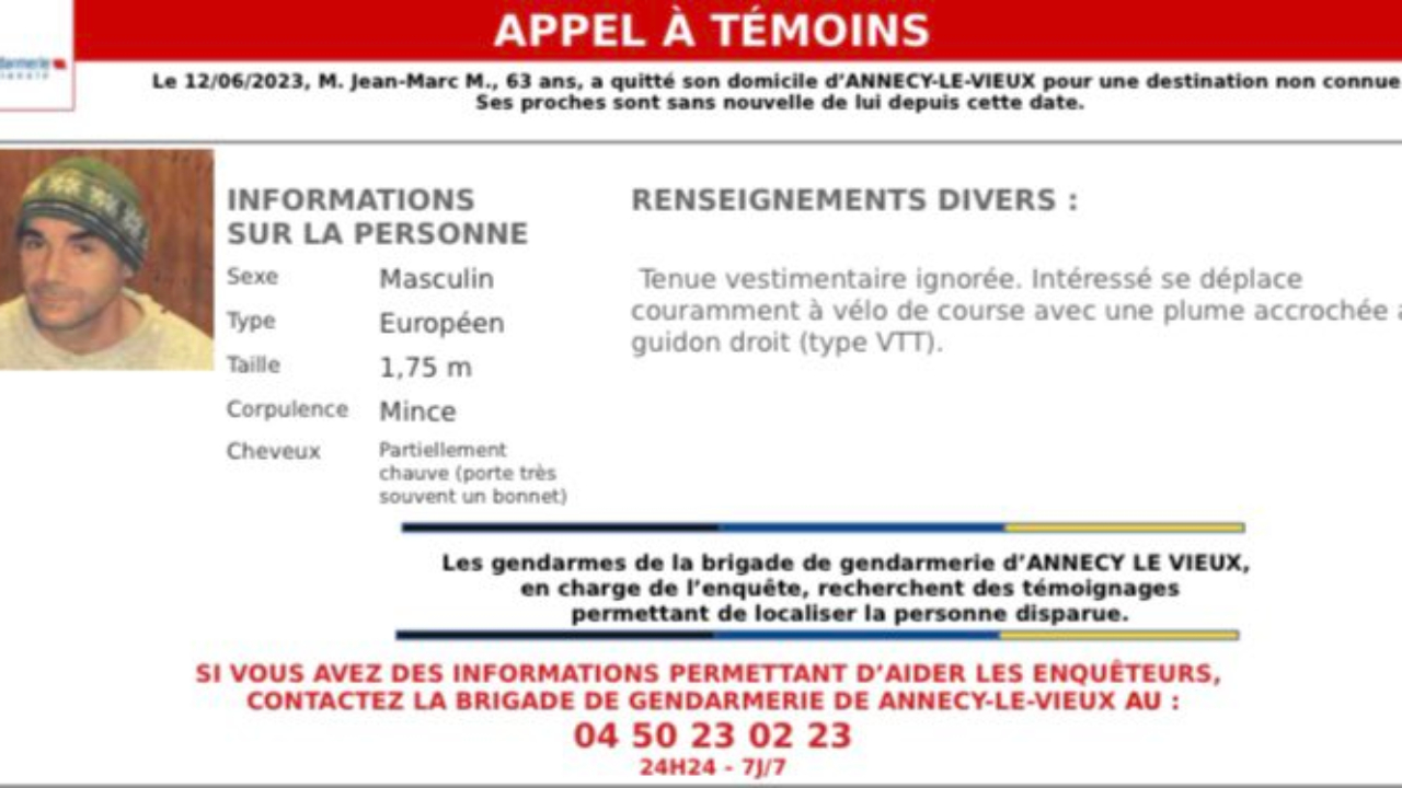 Disparition inquiétante d’un homme de 63 ans à Annecy. Disparition inquiétante d’un homme de 63 ans à Annecy.