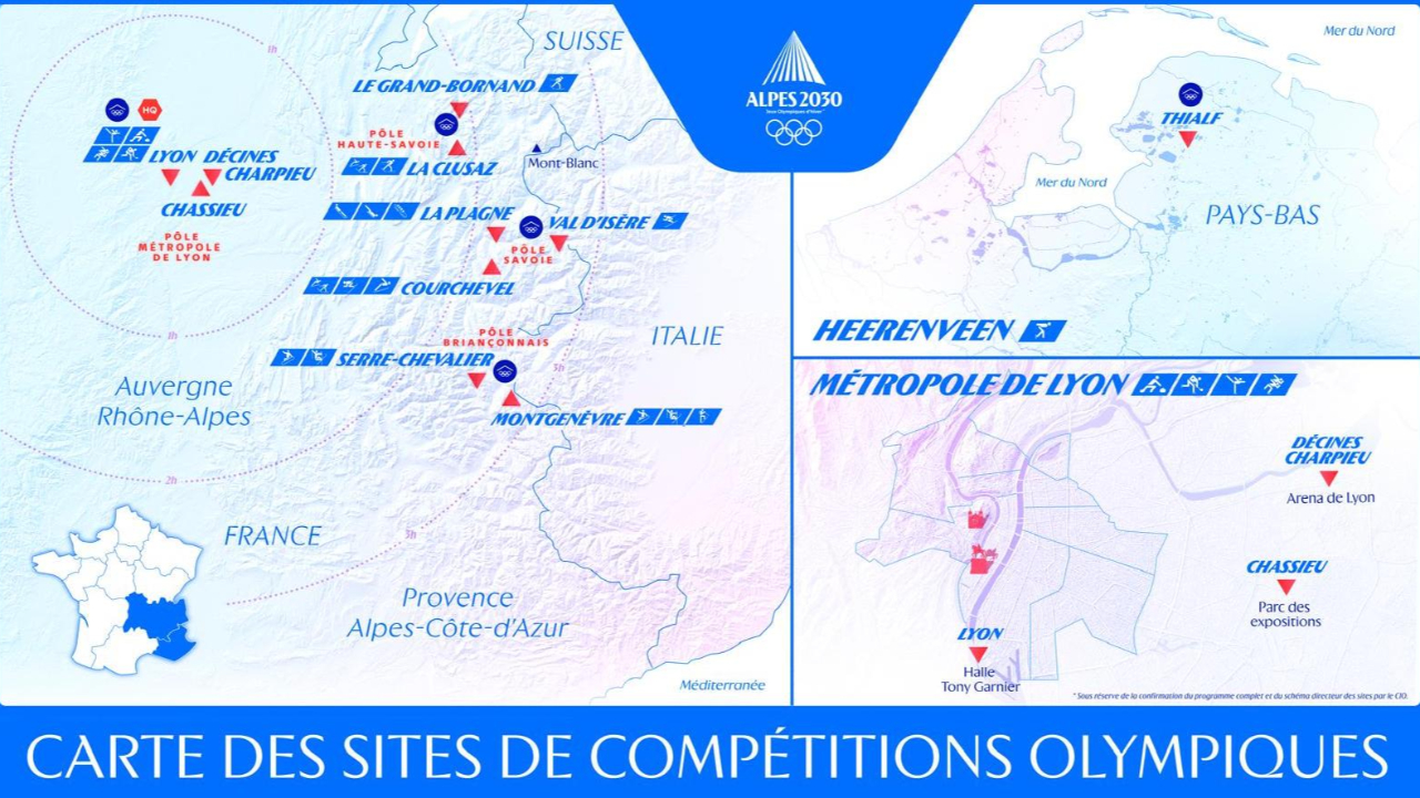 JO Alpes 2030 : La carte officielle des sites retenus