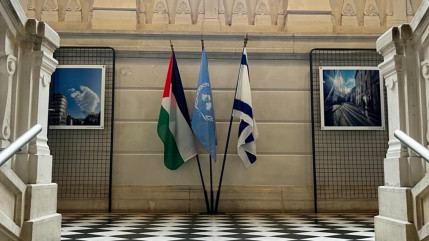 Chambéry : Les drapeaux de la Palestine et d'Israël déployés dans la mairie Chambéry : Les drapeaux de la Palestine et d'Israël déployés dans la mairie