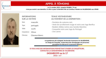 Un appel à témoins lancé dans l’Ain pour une disparition Un appel à témoins lancé dans l’Ain pour une disparition
