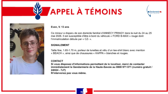 Annecy : L'adolescent disparu retrouv&eacute; sain et sauf